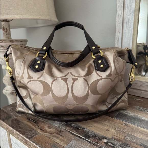 Coach Signature Brown Campbell Satchel Shoulder Handbag Purse - Picture 2 of 9